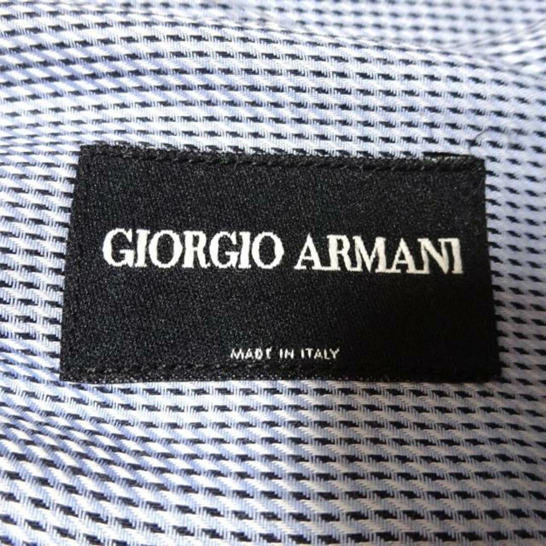 Giorgio Armani(ジョルジオアルマーニ)のGIORGIOARMANI(ジョルジオアルマーニ) 長袖シャツ サイズ43 メンズ美品  - ライトブルー×ネイビー×白 メンズのトップス(シャツ)の商品写真