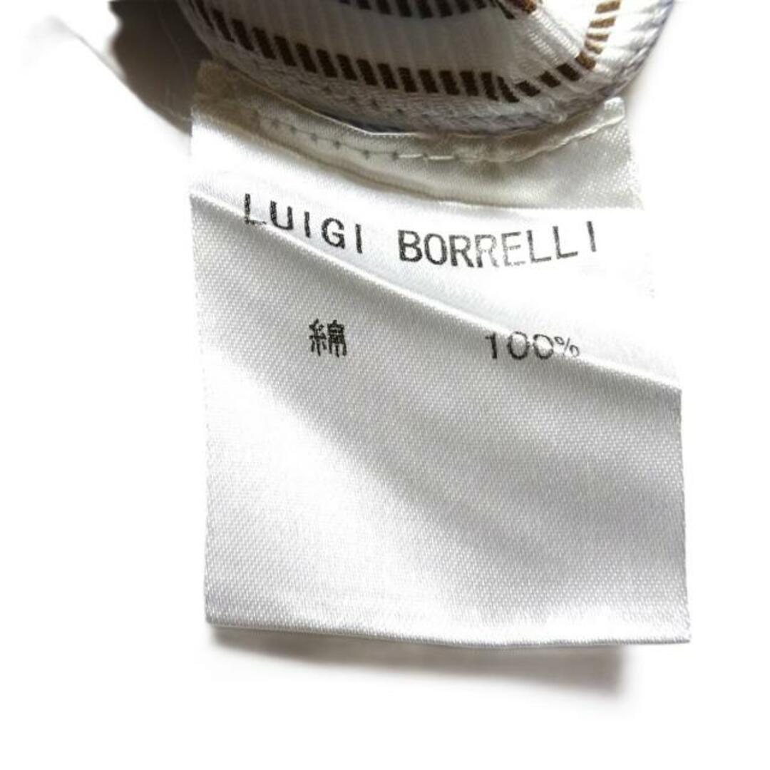 BORRELLI(ボレリ) 長袖シャツ サイズ42 L メンズ - 白×ブルー×ダークブラウン ストライプ メンズのトップス(シャツ)の商品写真