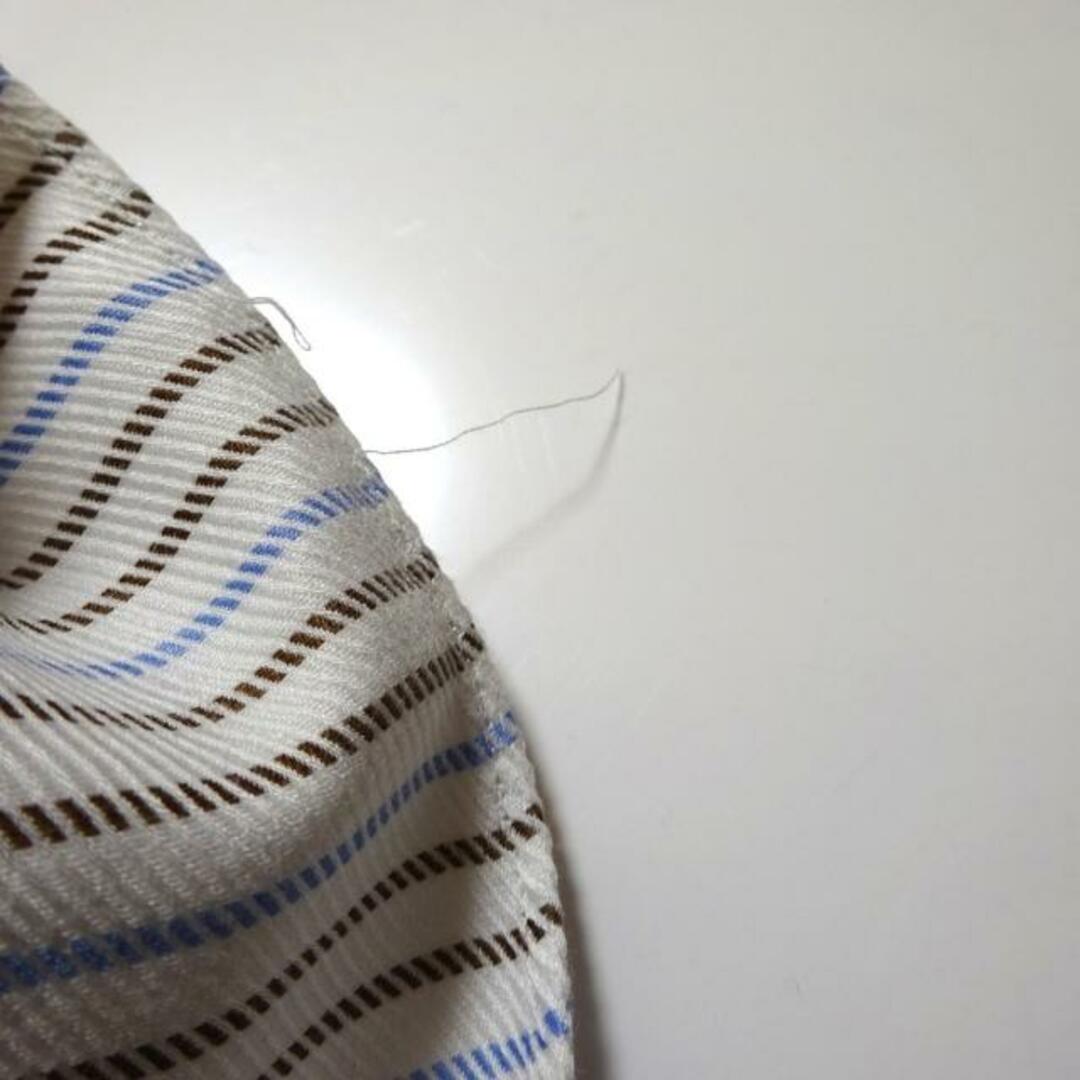 BORRELLI(ボレリ) 長袖シャツ サイズ42 L メンズ - 白×ブルー×ダークブラウン ストライプ メンズのトップス(シャツ)の商品写真