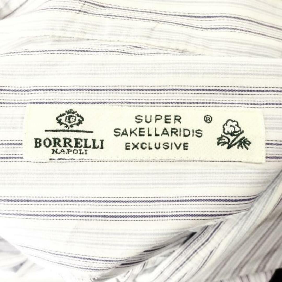 BORRELLI(ボレリ) 長袖シャツ サイズ16/42 メンズ美品  - 白×ライトブルー×パープル ストライプ メンズのトップス(シャツ)の商品写真