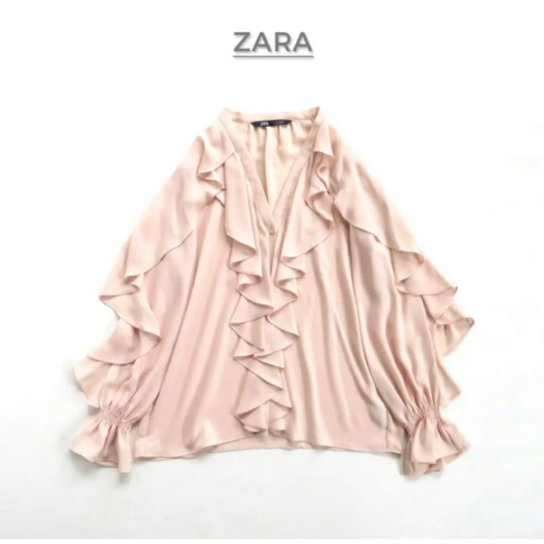 ZARA(ザラ)の美品 ZARA ザラ たっぷりフリル ボリュームブラウス レディースのトップス(シャツ/ブラウス(長袖/七分))の商品写真