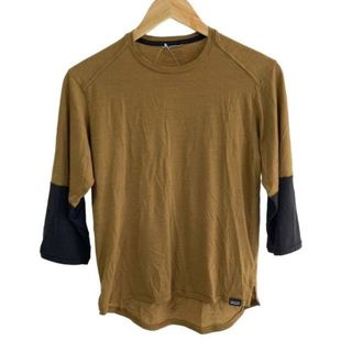 パタゴニア(patagonia)のPatagonia(パタゴニア) 七分袖カットソー サイズXS メンズ - ブラウン×黒 クルーネック(Tシャツ/カットソー(七分/長袖))