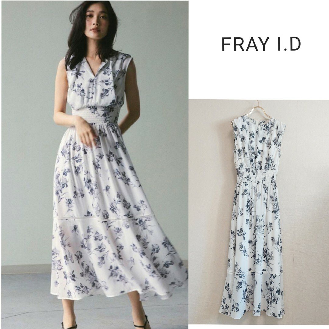 FRAY I.D(フレイアイディー)の◆美品◆FRAYI.D⭐ウエストシャーリングフラワープリントワンピースsize０ レディースのワンピース(ロングワンピース/マキシワンピース)の商品写真