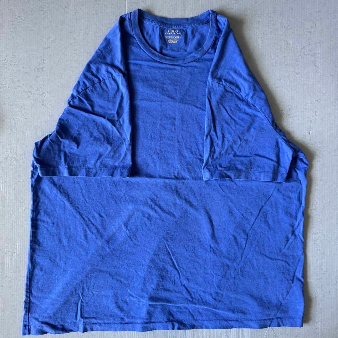 ポロ ラルフローレン オーバーサイズ Tシャツ ポケT 刺繍 ポニー 青 古着 メンズのトップス(Tシャツ/カットソー(半袖/袖なし))の商品写真