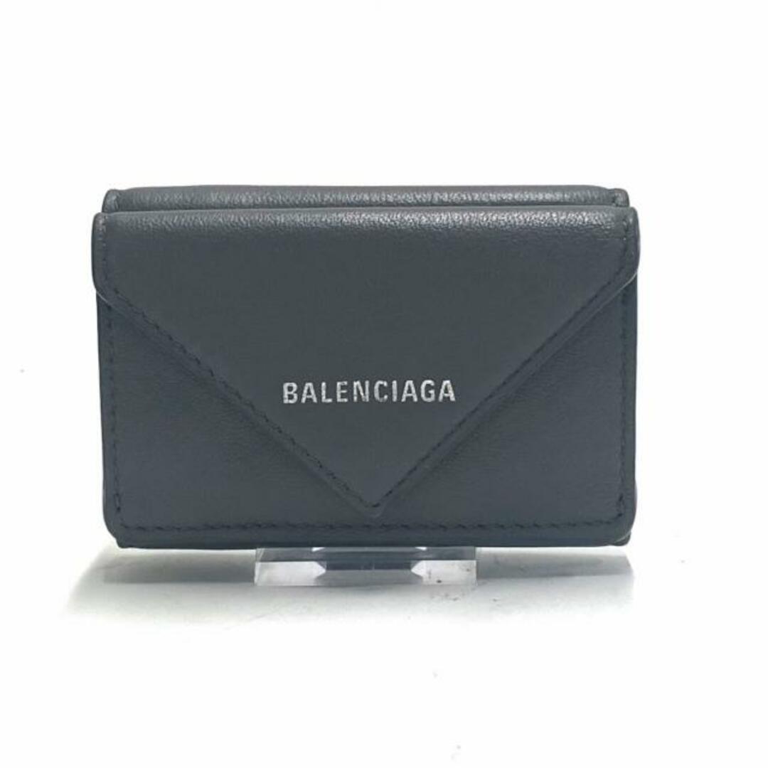 Balenciaga(バレンシアガ)のBALENCIAGA(バレンシアガ) 3つ折り財布 ペーパーミニウォレット 391446 ダークグレー レザー レディースのファッション小物(財布)の商品写真