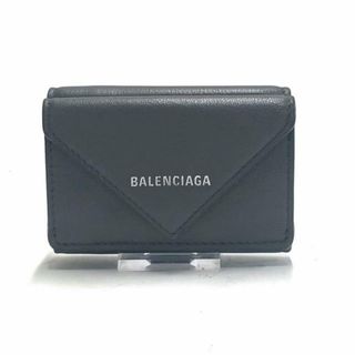 Balenciaga - BALENCIAGA(バレンシアガ) 3つ折り財布 ペーパーミニウォレット 391446 ダークグレー レザー