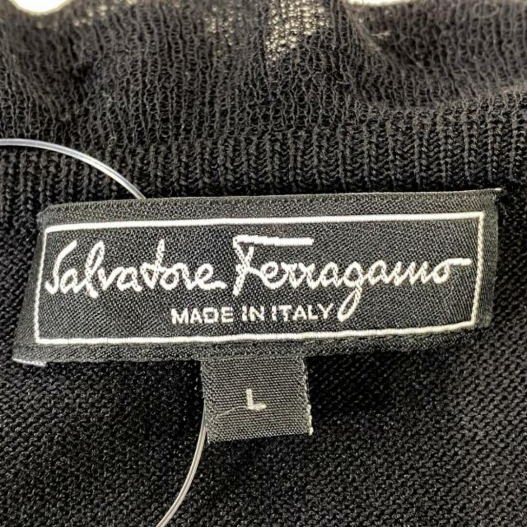 Salvatore Ferragamo(サルヴァトーレフェラガモ)のSalvatoreFerragamo(サルバトーレフェラガモ) カーディガン サイズL レディース美品  - 黒 長袖/フリル レディースのトップス(カーディガン)の商品写真