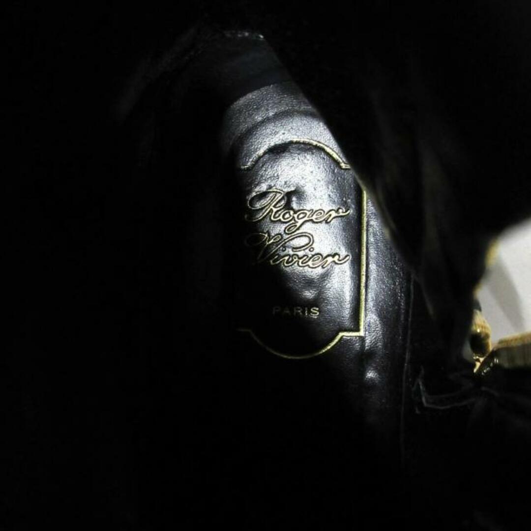 ROGER VIVIER(ロジェヴィヴィエ)のRogerVivier(ロジェヴィヴィエ) ブーツ 37　1/2 レディース - 黒 ベロアシューレース/レースアップ/サイドジップ エナメル（レザー）×化学繊維 レディースの靴/シューズ(ブーツ)の商品写真