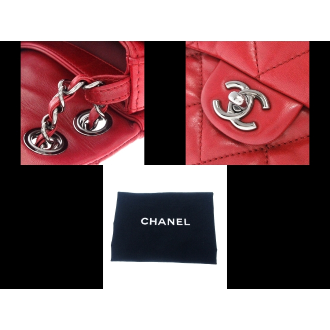 CHANEL(シャネル)のCHANEL(シャネル) ショルダーバッグ レディース マトラッセ レッド チェーンショルダー/シルバー金具 ラムスキン レディースのバッグ(ショルダーバッグ)の商品写真