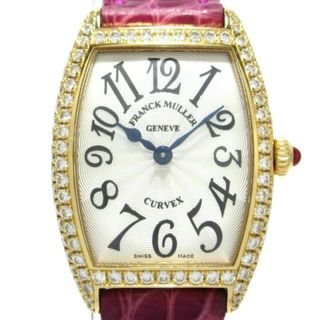 FRANCK MULLER - FRANCK MULLER(フランクミュラー) 腕時計 トノーカーベックス 1752QZD レディース K18PG/ダイヤベゼル/尾錠ダイヤ/クロコベルト シルバー