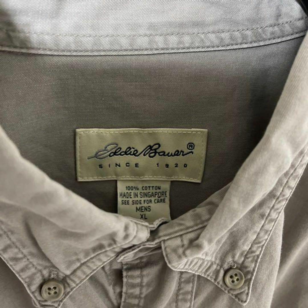 Eddie Bauer(エディーバウアー)のエディーバウアー メンズ グレー ボタンダウン XL シャツ 古着 90s 長袖 メンズのトップス(シャツ)の商品写真