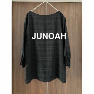 ジュノア(JUNOAH)の1回のみ着用 JUNOAH ジュノア シアーチェック ブラウス 七分袖(シャツ/ブラウス(長袖/七分))