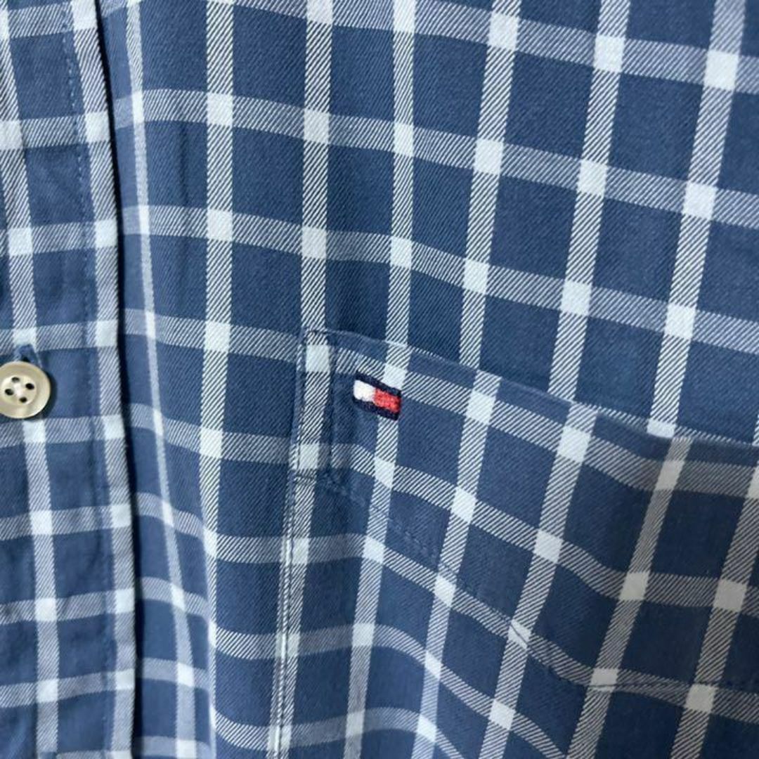 TOMMY HILFIGER(トミーヒルフィガー)のトミーヒルフィガー メンズ チェック ロゴ L ボタンダウン シャツ 古着 長袖 メンズのトップス(シャツ)の商品写真