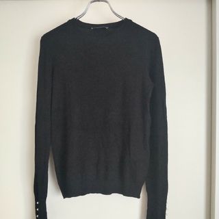 ザラ(ZARA)のザラ ZARA クルーネックニット 長袖 パール付き セーター 黒 M シンプル(ニット/セーター)