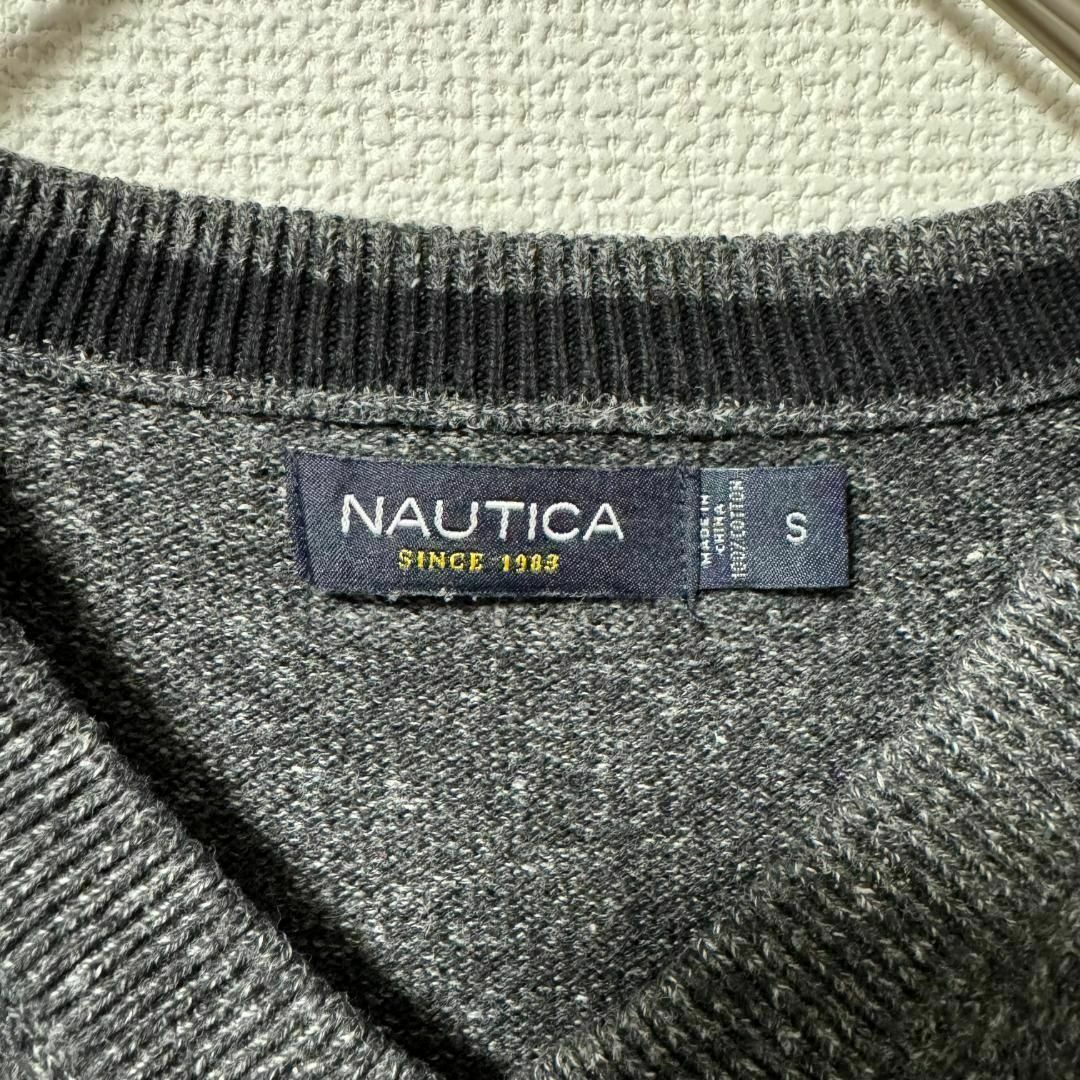 NAUTICA(ノーティカ)の90s 古着 NAUTICA 長袖ニット S Vネック 刺繍ロゴ コットンニット メンズのトップス(ニット/セーター)の商品写真