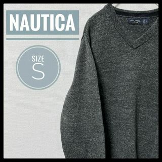 ノーティカ(NAUTICA)の90s 古着 NAUTICA 長袖ニット S Vネック 刺繍ロゴ コットンニット(ニット/セーター)