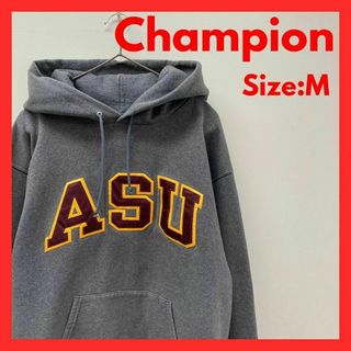 チャンピオン(Champion)の【美品】古着　チャンピオン　カレッジロゴ　スウェット　パーカー　グレー　M(パーカー)