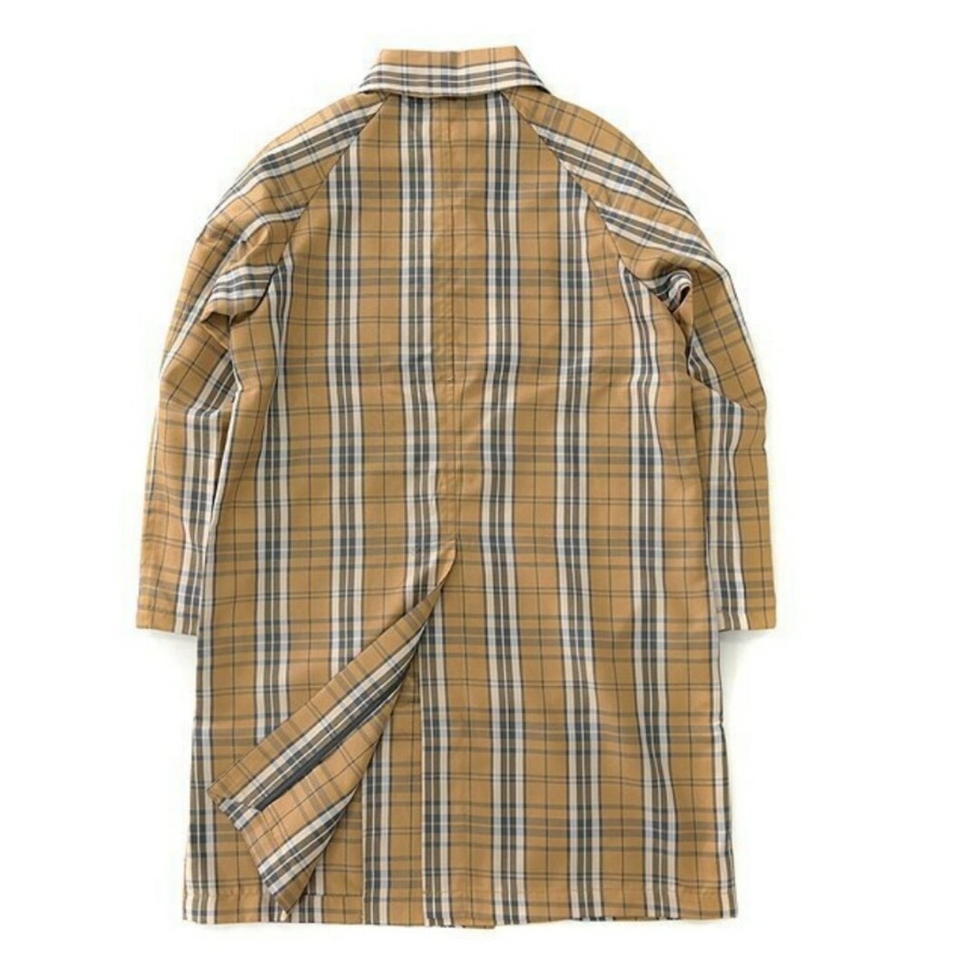Nylaus 春夏 チェックステンカラーコート/XL/茶系チェック/新品 メンズのジャケット/アウター(ステンカラーコート)の商品写真