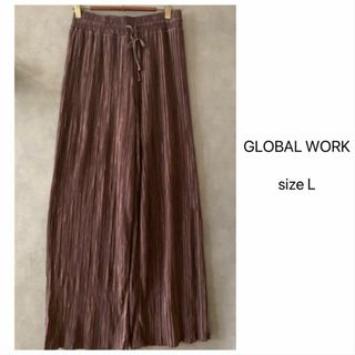 GLOBAL WORK プリーツワイドパンツ 茶 ブラウン