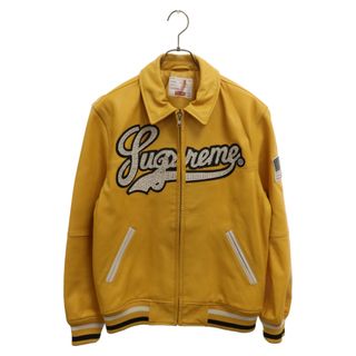 シュプリーム(Supreme)のSUPREME シュプリーム 16SS Uptown Studded Leather Varsity Jacket ラインストーン スタッズ ロゴデザイン レザー バーシティジャケット スタジャン イエロー(スタジャン)