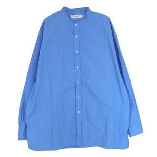 GRAPHPAPER グラフペーパー 22AW GM223-50076B High Count Broad Band Collar Shirt ハイカウント ブロード バンドカラー 長袖 シャツ ブルー系 F【中古】(シャツ)