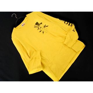 バズリクソンズ(Buzz Rickson's)のBuzz Rickson's バズリクソンズ プリント 長袖 Tシャツ sizeS/黄 ■◇ メンズ(Tシャツ/カットソー(七分/長袖))