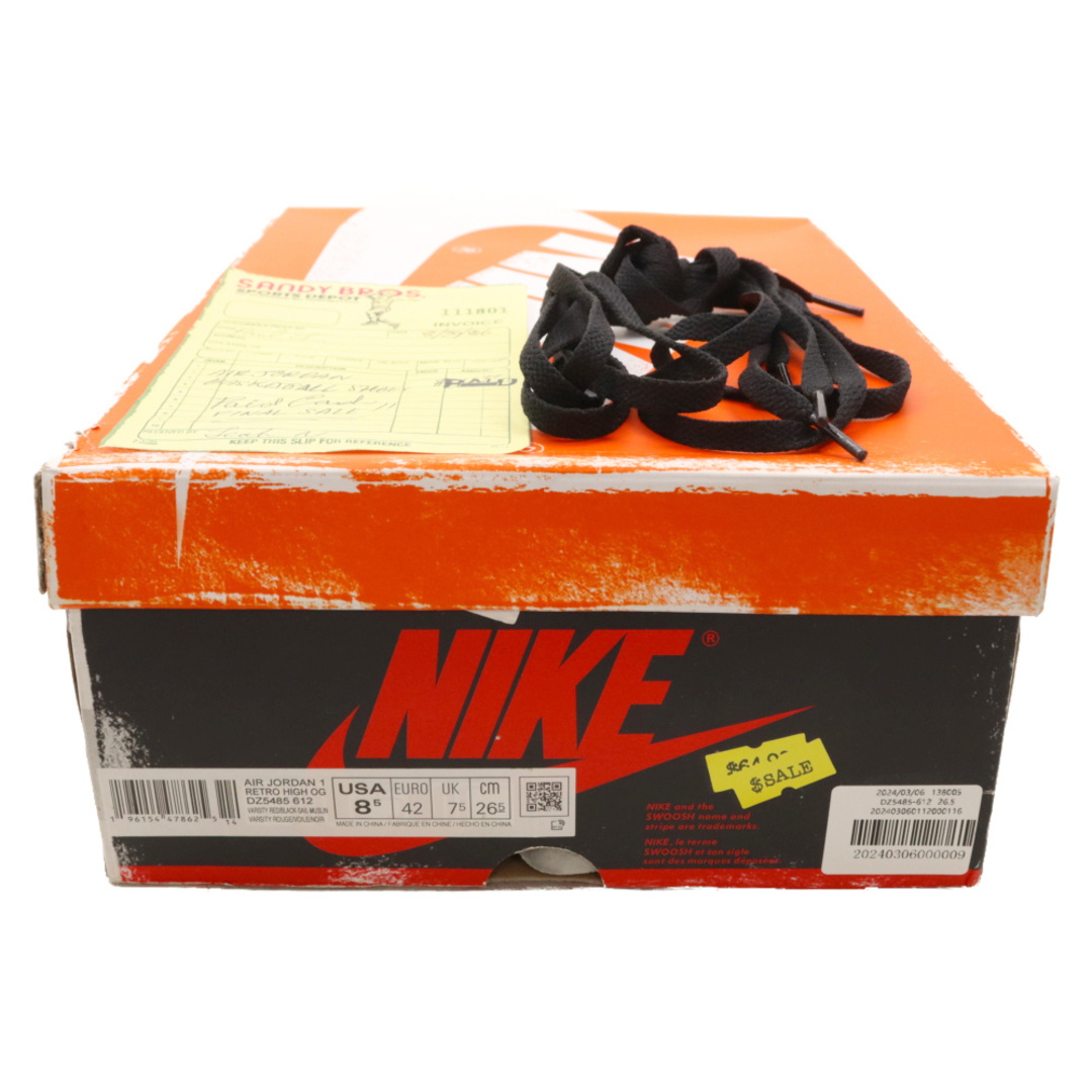 NIKE(ナイキ)のNIKE ナイキ AIR JORDAN 1 LOST&FOUND エアジョーダン1 ロスト&ファウンド ハイカットスニーカー ホワイト/レッド US8.5/26.5cm DZ5485-612 メンズの靴/シューズ(スニーカー)の商品写真