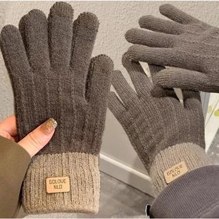 【大人気】手袋 ブラウン 男女兼用 スマホ対応 グローブ アウトドア カジュアル(手袋)