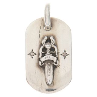 Chrome Hearts - CHROME HEARTS クロムハーツ RAISED DOGTAG レイズドドッグタグ ダガーチャーム ネックレストップ アフターダイヤ シルバー