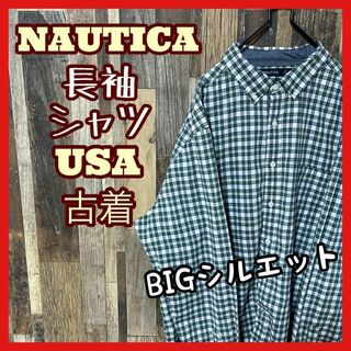 ノーティカ(NAUTICA)のノーティカ ボタンダウン チェック メンズ 2XL シャツ 古着 90s 長袖(シャツ)