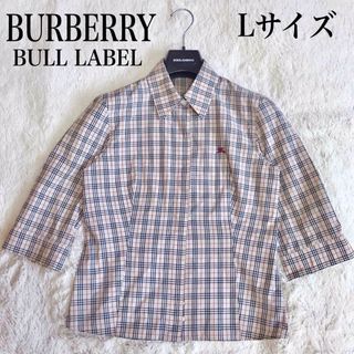 BURBERRY BLUE LABEL - 美品 大きいサイズ バーバリーブルーレーベル 7分丈 ノバチェック シャツ ロゴ