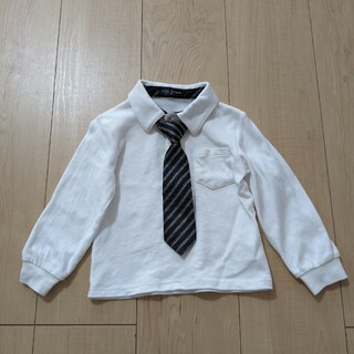 男の子　90cm　フォーマル　長袖シャツ　ネクタイ付　白ホワイト(ドレス/フォーマル)