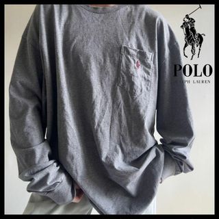 ポロラルフローレン(POLO RALPH LAUREN)のポロ ラルフローレン オーバーサイズ ロンT 刺繍ロゴ ポニー グレー Tシャツ(Tシャツ/カットソー(半袖/袖なし))