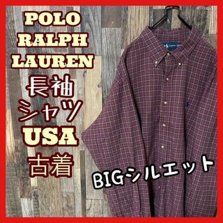 ポロラルフローレン(POLO RALPH LAUREN)のラルフローレン メンズ ボタンダウン チェック 2XL シャツ USA古着 長袖(シャツ)