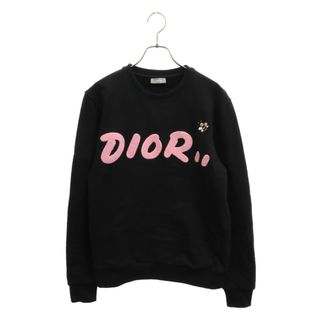 ディオール(Dior)のDIOR ディオール ×KAWS カウズ ビーロゴ刺繍ワッペンスウェットプルオーバー クルーネックスウェットシャツ トレーナー ブラック 19SS 923J620W1242(スウェット)