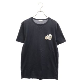 モンクレール(MONCLER)のMONCLER モンクレール MAGLIA T-SHIRT フロントロゴ刺繍 クルーネック半袖Tシャツ E20918032500 ネイビー(Tシャツ/カットソー(半袖/袖なし))