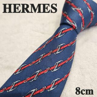 エルメス(Hermes)の【HERMES】エルメス　ハイブランドネクタイ　紺　ベルト　赤　メンズ(ネクタイ)
