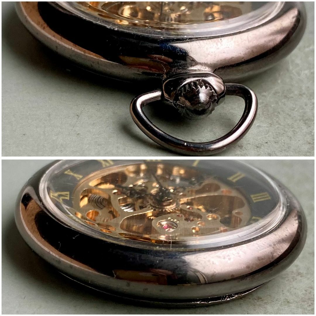 【動作品】ブラウン Brown 懐中時計 スケルトン 手巻き オープンフェイス メンズの時計(その他)の商品写真