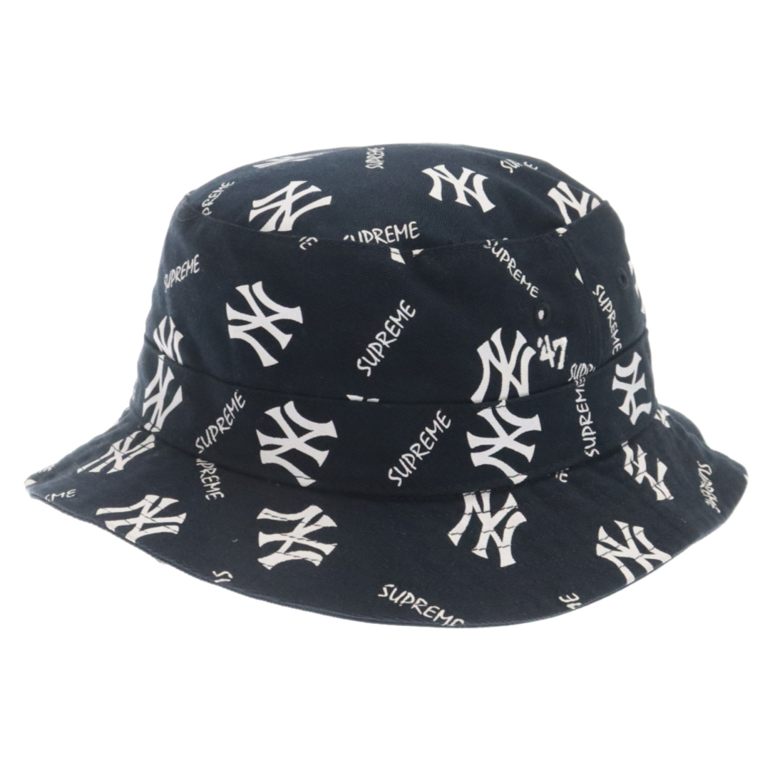 Supreme(シュプリーム)のSUPREME シュプリーム 15SS×NEW YORK YANKEES Crusher Hat ニューヨークヤンキース 47 ロゴ 総柄 クラッシャー バケット ハット ネイビー メンズの帽子(ハット)の商品写真