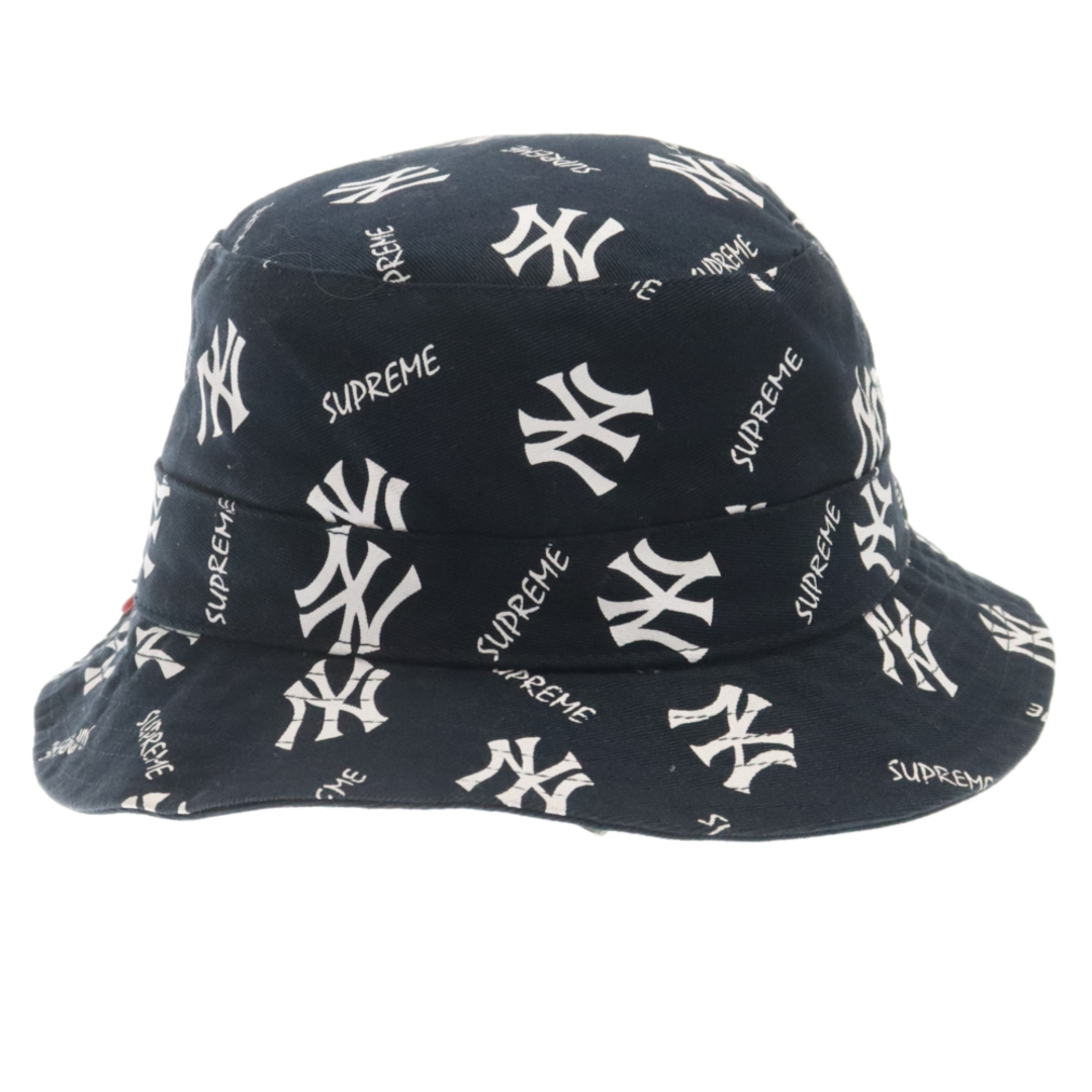 Supreme(シュプリーム)のSUPREME シュプリーム 15SS×NEW YORK YANKEES Crusher Hat ニューヨークヤンキース 47 ロゴ 総柄 クラッシャー バケット ハット ネイビー メンズの帽子(ハット)の商品写真