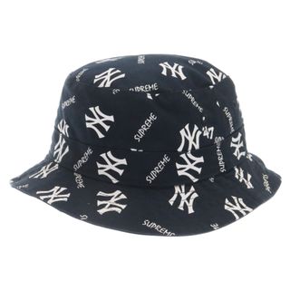 シュプリーム(Supreme)のSUPREME シュプリーム 15SS×NEW YORK YANKEES Crusher Hat ニューヨークヤンキース 47 ロゴ 総柄 クラッシャー バケット ハット ネイビー(ハット)