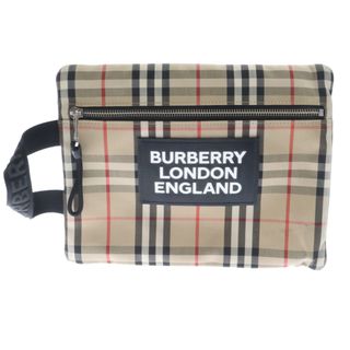 バーバリー(BURBERRY)のBURBERRY バーバリー MS HANDLE POUCH ヴィンテージノバチェック ポーチバッグ クラッチバッグ ブラウン ※一部汚れ有(セカンドバッグ/クラッチバッグ)