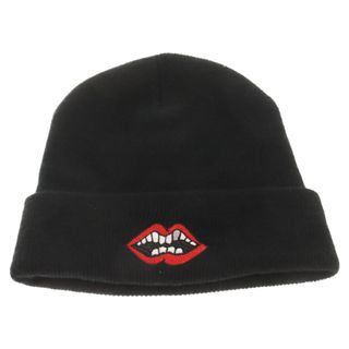 Chrome Hearts - CHROME HEARTS クロムハーツ ×MATTY BOY Chomper Beanie マッティボーイ チョンパー リップ刺繍 ビーニー ニット キャップ ブラック