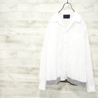 ジョンアンダーカバー(JOHNUNDERCOVER)のJohn UNDERCOVER リブ切替オープンカラーシャツ-White/2(シャツ)