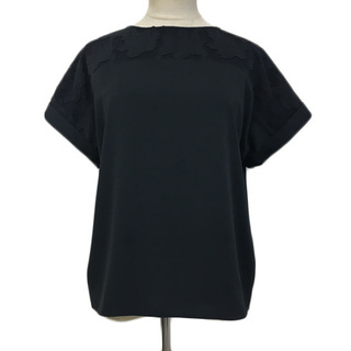 インディヴィ(INDIVI)のインディヴィ カットソー ブラウス プルオーバー 刺繍 半袖 05 黒(カットソー(半袖/袖なし))