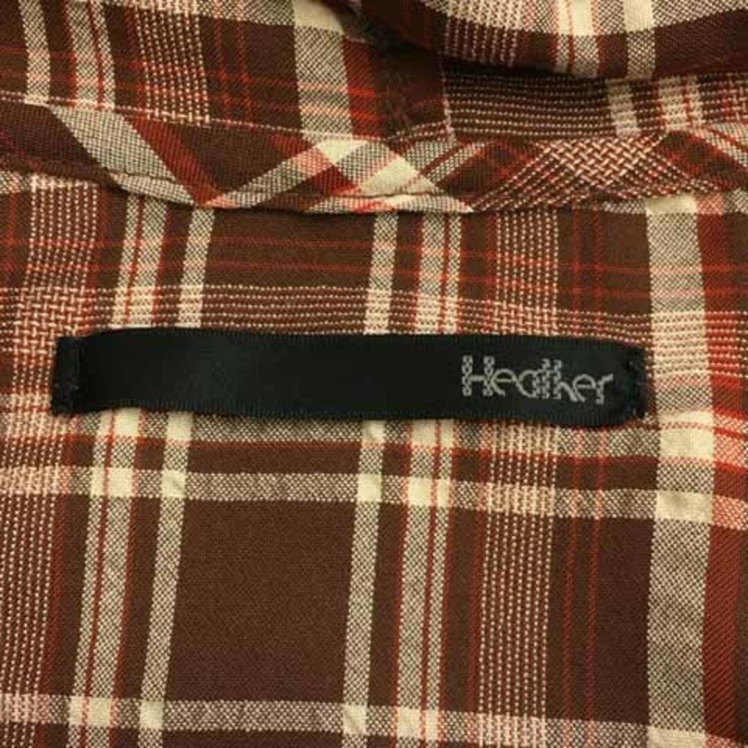 heather(ヘザー)のヘザー パーカー シャツ チェック フード ロールアップ 長袖 F 赤 茶 レディースのトップス(パーカー)の商品写真