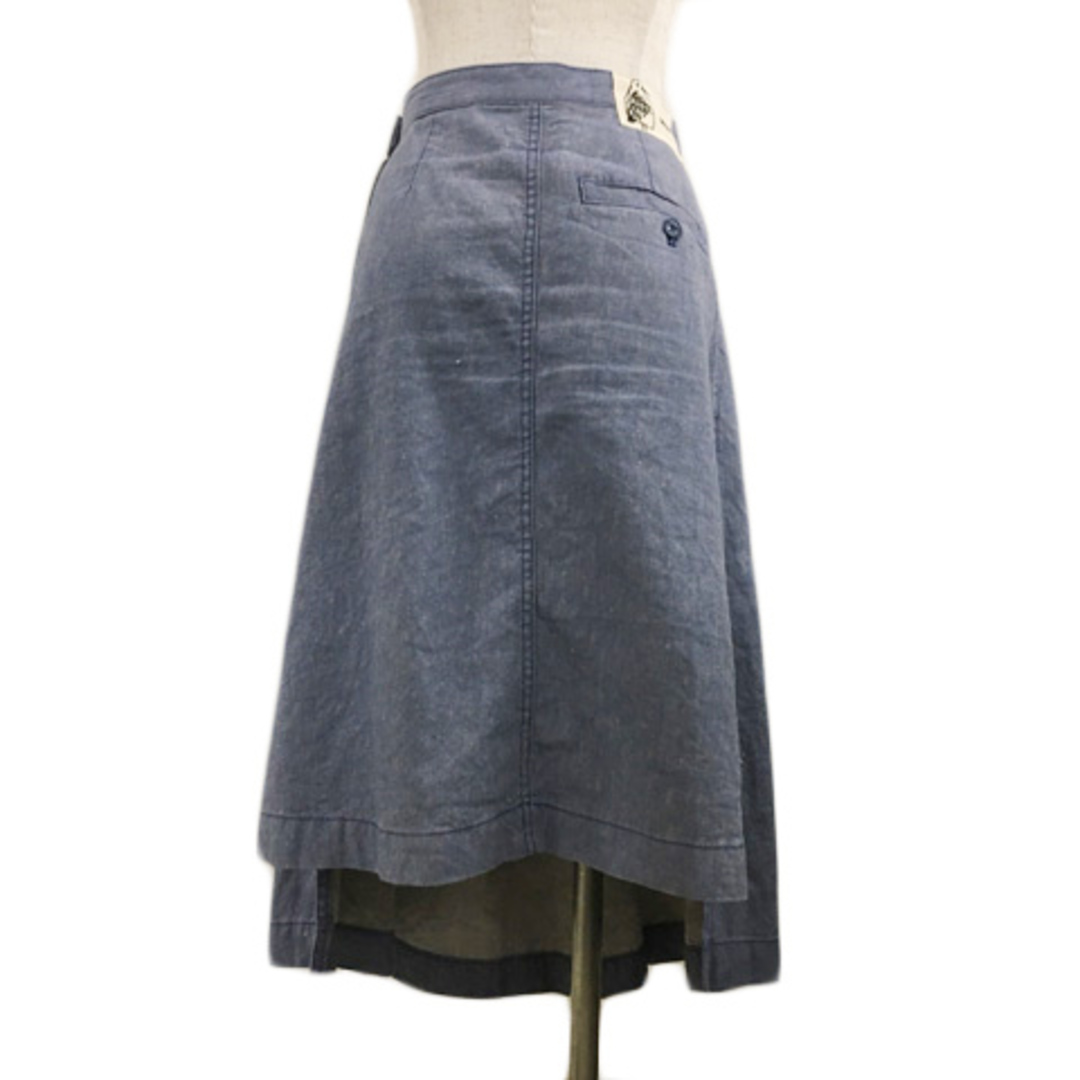 Ne-net(ネネット)のネネット スカート フレア 膝丈 リネン タック 1 無地 青 ブルー レディースのスカート(ひざ丈スカート)の商品写真