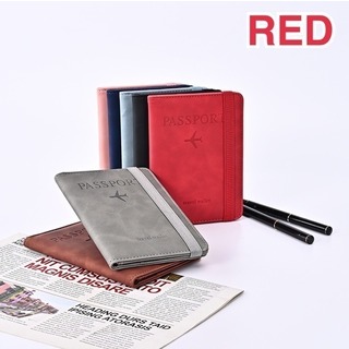 【フォロー割あり】パスポートケース 赤 カバー 多収納 カード 海外旅行(旅行用品)