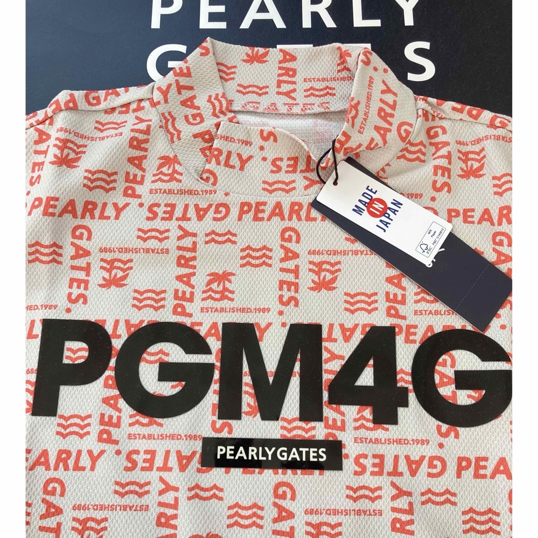 PEARLY GATES(パーリーゲイツ)の新品 パーリーゲイツ ロゴ柄 メッシュ ハイネックカットソー(4)M/グレー スポーツ/アウトドアのゴルフ(ウエア)の商品写真