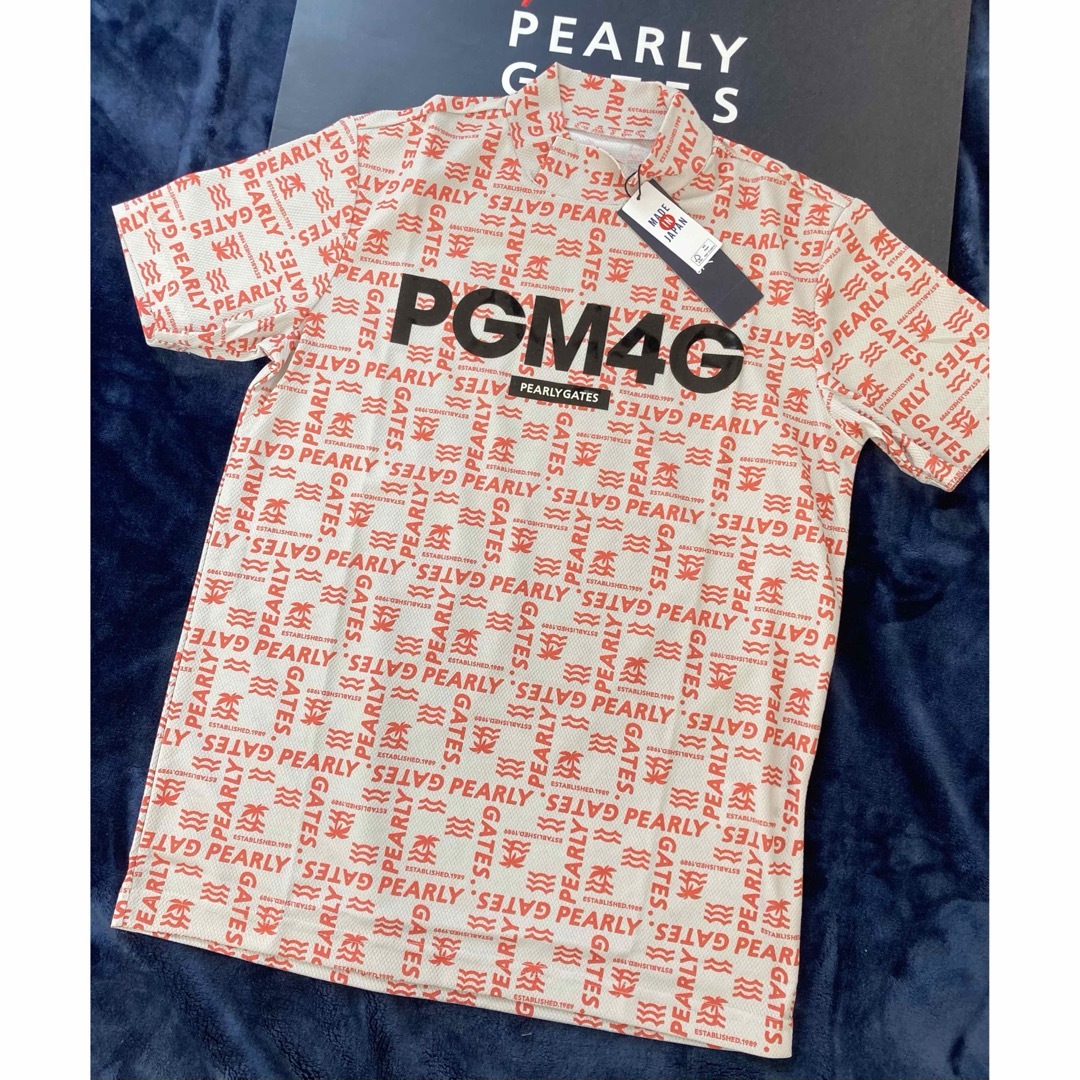 PEARLY GATES(パーリーゲイツ)の新品 パーリーゲイツ ロゴ柄 メッシュ ハイネックカットソー(4)M/グレー スポーツ/アウトドアのゴルフ(ウエア)の商品写真